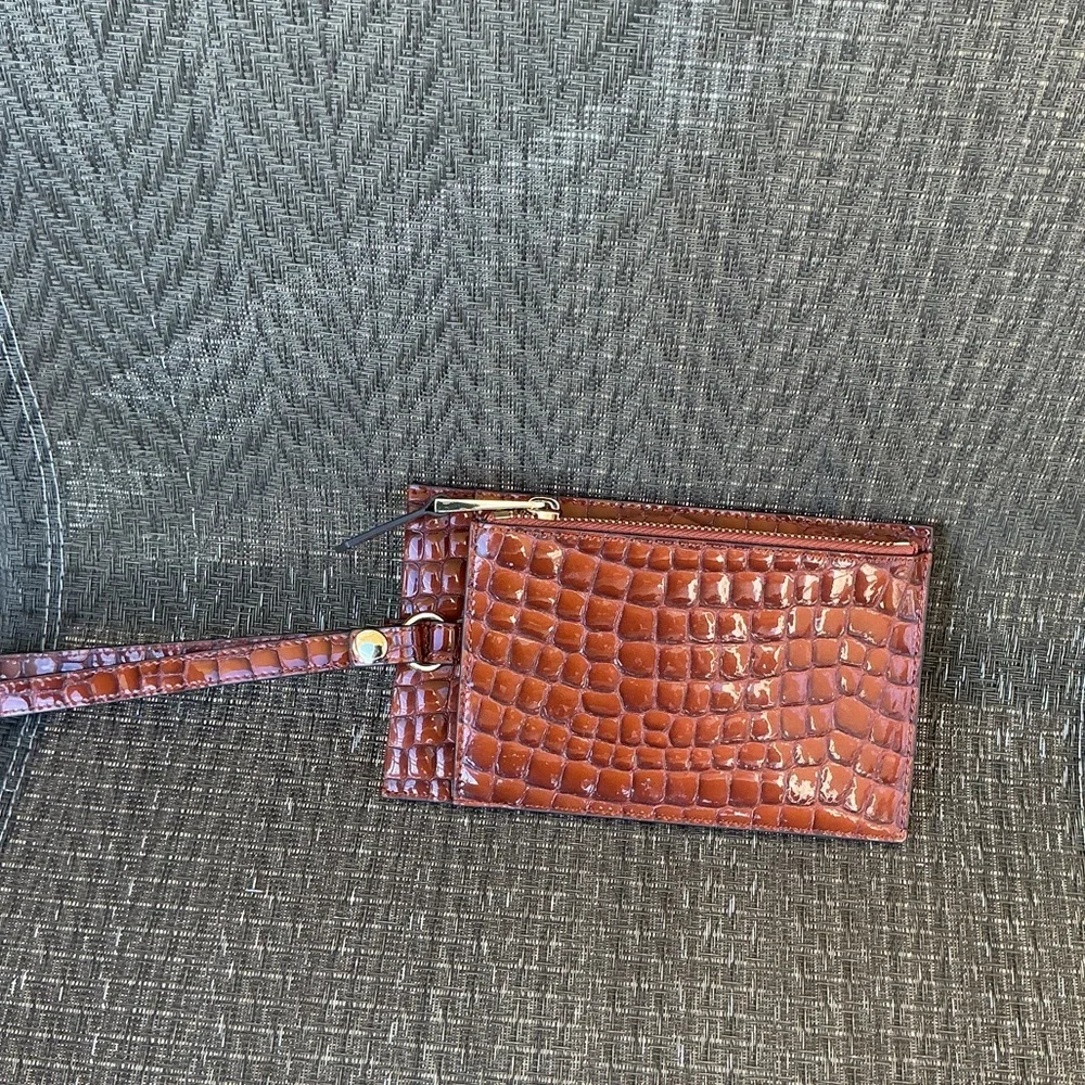Vince Camuto Jann Brown Patent Leather Wristlet
